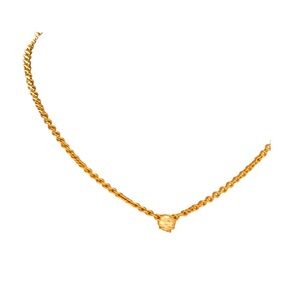 Necklace single rhinestone solitaire on a gold-tone chain